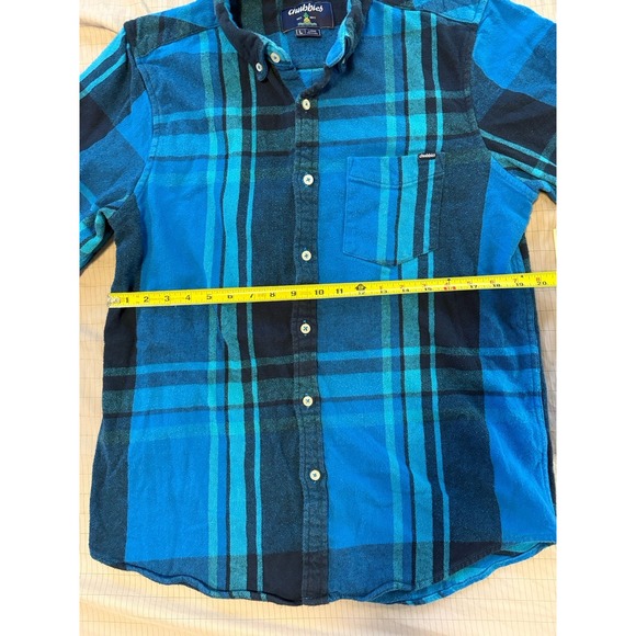 Chubbies Flannel Shirt Mens LG Blue Cotton Button Down Plaid Long Sleeve - Picture 7 of 7